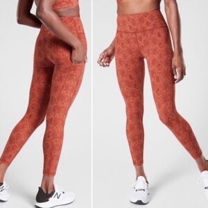Athleta || Ultimate 7/8 Tights Snake Orange Medium